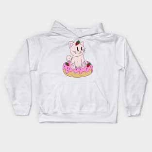 Cat Strawberry Dessert Kids Hoodie